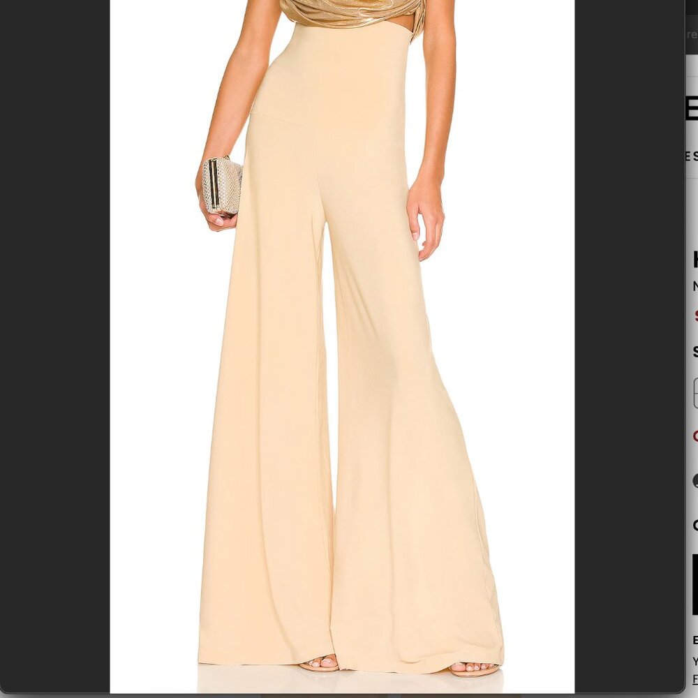 Norma Kamali Wide Leg Pants in Beige/Cream